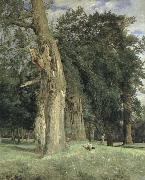 Ferdinand Georg Waldmuller old elms in prater oil painting on canvas